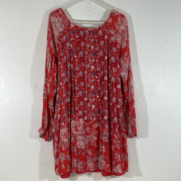 Free People Lucky Loosey Mini Dress Lined Blood Orange Combo OB404116 Size M - Picture 6 of 12